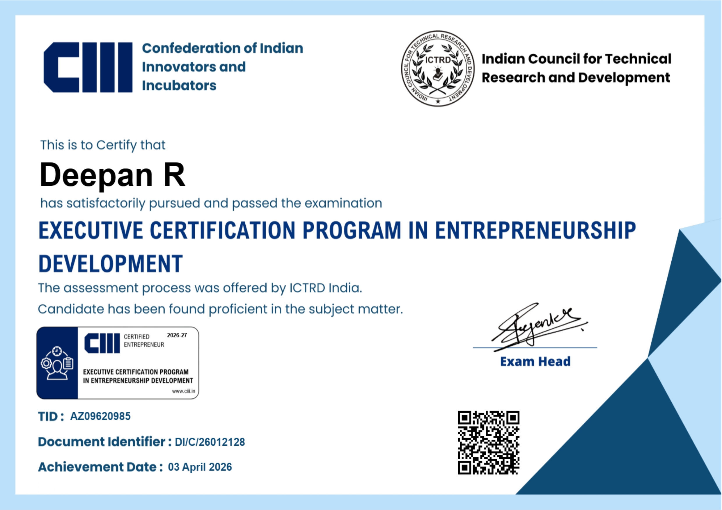 CIII Certificate